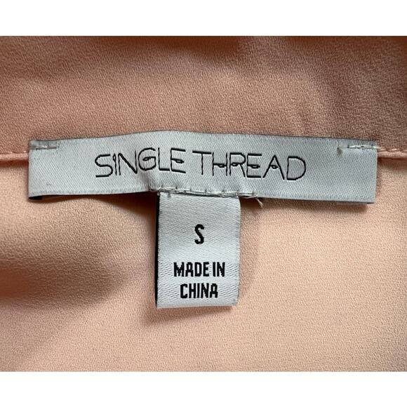 SINGLE THREAD TOP WOMEN'S SIZE SMALL LACE TRIM V NECK POPOVER BLOUSE PINK NEW - Picture 4 of 14